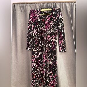 New York & Company Black and Pink Long Sleeve Dress